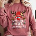 Christmas Matching Most Likely To Read A Book PJS Comfort Colors Sweatshirt Orchid Christmas Matching Most Likely To Read A Book PJS Comfort Colors Sweatshirt Orchid