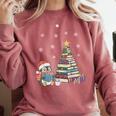 Christmas A Penguin Reading Book Snowflake Cocoa Hot Teacher Comfort Colors Sweatshirt Orchid