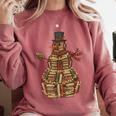 Christmas Snowman Made Of Books Holiday Reading Xmas Comfort Colors Sweatshirt Orchid