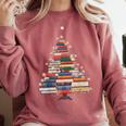 Christmas Tree Book Bookworm Comfort Colors Sweatshirt Orchid