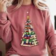 Christmas Tree Of Books For Readers And Librarians Comfort Colors Sweatshirt Orchid Christmas Tree Of Books For Readers And Librarians Comfort Colors Sweatshirt Orchid