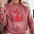 Clifford The Big Red Dog Pink Text With Bow Illustrated Book Comfort Colors Sweatshirt Orchid Clifford The Big Red Dog Pink Text With Bow Illustrated Book Comfort Colors Sweatshirt Orchid