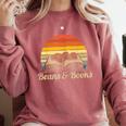 Coffee Beans & Books Retro Bookworm Librarian Comfort Colors Sweatshirt Orchid