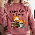 Coffee Cats And Books Lover For Women & Girls Coffee Comfort Colors Sweatshirt Orchid Coffee Cats And Books Lover For Women & Girls Coffee Comfort Colors Sweatshirt Orchid