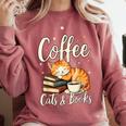 Coffee Cats And Books Lover For Women & Men Coffee Comfort Colors Sweatshirt Orchid