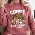 Coffee Cats And Books Cats And Reading Lovers Comfort Colors Sweatshirt Orchid Coffee Cats And Books Cats And Reading Lovers Comfort Colors Sweatshirt Orchid
