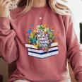 Color Our World Summer Reading 2025 Cute Book Wildflowers Comfort Colors Sweatshirt Orchid