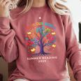 Color Our World Summer Reading Program 2025 Trippy Book Tree Comfort Colors Sweatshirt Orchid