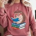 Cool Hedgehog Book Nerd Readers Comfort Colors Sweatshirt Orchid Cool Hedgehog Book Nerd Readers Comfort Colors Sweatshirt Orchid