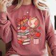 Coquette Teacher School Supplies Bows Books Globe Apple Cute Comfort Colors Sweatshirt Orchid