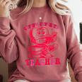 Cupid's Favorite Teacher Valentines Day Heart Book Lover Comfort Colors Sweatshirt Orchid