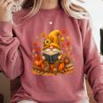 Cute Autumn Gnome Reading Pumpkin Book Lover Comfort Colors Sweatshirt Orchid