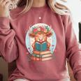 Cute Baby Highland Cow Reading Book Bookworm For Men Women Comfort Colors Sweatshirt Orchid Cute Baby Highland Cow Reading Book Bookworm For Men Women Comfort Colors Sweatshirt Orchid