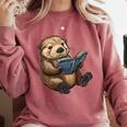 Cute Book Sea Otter Comfort Colors Sweatshirt Orchid