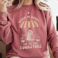 Cute Bookstore Ghost Retro Women Book Lovers Comfort Colors Sweatshirt Orchid