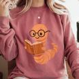 Cute Bookworm Worm Reading Book Glasses Nerdy Comfort Colors Sweatshirt Orchid