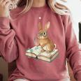 Cute Bunny Reading Book Glasses Bookworm Comfort Colors Sweatshirt Orchid