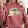 Cute Cat Sleeping On Books Comfort Colors Sweatshirt Orchid Cute Cat Sleeping On Books Comfort Colors Sweatshirt Orchid