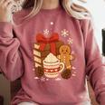 Cute Christmas Books Gingerbread Xmas Book Lover Teacher Comfort Colors Sweatshirt Orchid
