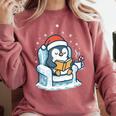 Cute Christmas Penguin Reading Book Cozy Winter Holiday Art Comfort Colors Sweatshirt Orchid Cute Christmas Penguin Reading Book Cozy Winter Holiday Art Comfort Colors Sweatshirt Orchid