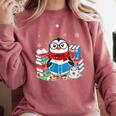 Cute Christmas A Penguin Reading Book Snowflake Hot Teacher Comfort Colors Sweatshirt Orchid