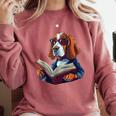 Cute Dog Basset Hound Reading Book Comfort Colors Sweatshirt Orchid Cute Dog Basset Hound Reading Book Comfort Colors Sweatshirt Orchid