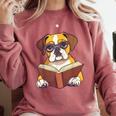 Cute Dog Boxer Reading Book Comfort Colors Sweatshirt Orchid Cute Dog Boxer Reading Book Comfort Colors Sweatshirt Orchid