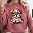 Cute Dog Puppy English Bulldog Reading Book Comfort Colors Sweatshirt Orchid Cute Dog Puppy English Bulldog Reading Book Comfort Colors Sweatshirt Orchid