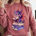Cute Dragon Read Books Be Kind Stay Weird Book Lover Comfort Colors Sweatshirt Orchid