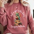 Cute Dragon Reading Book Bookworm Dragon And Books For Women Comfort Colors Sweatshirt Orchid