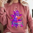 Cute Dragon Reading Books Bookworm Comfort Colors Sweatshirt Orchid