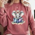 Cute Elephant Reading Universe Book Comfort Colors Sweatshirt Orchid