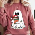 Cute Ghost Holding Books Bookish Christmas Comfort Colors Sweatshirt Orchid