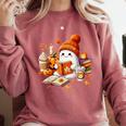 Cute Ghost Reading Book Lovers Halloween Pumpkin Women Girls Comfort Colors Sweatshirt Orchid Cute Ghost Reading Book Lovers Halloween Pumpkin Women Girls Comfort Colors Sweatshirt Orchid