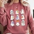 Cute Ghost Reading Books Teacher Halloween Reading Men Women Kids Comfort Colors Sweatshirt Orchid