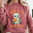 Cute Halloween Teacher Librarian Mummy Reading Books Comfort Colors Sweatshirt Orchid Cute Halloween Teacher Librarian Mummy Reading Books Comfort Colors Sweatshirt Orchid