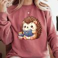 Cute Hedgehog Book Lover Readers Animal Reading Comfort Colors Sweatshirt Orchid