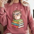 Cute Hedgehog Reading Books Animal Lover Reader Bookworm Comfort Colors Sweatshirt Orchid