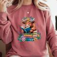 Cute Highland Cow Reading Book Baby Cow Bookworm Comfort Colors Sweatshirt Orchid Cute Highland Cow Reading Book Baby Cow Bookworm Comfort Colors Sweatshirt Orchid