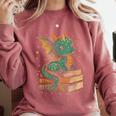 Cute Kawaii Dragon Fantasy Book Lover Book Nerd Comfort Colors Sweatshirt Orchid Cute Kawaii Dragon Fantasy Book Lover Book Nerd Comfort Colors Sweatshirt Orchid