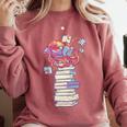 Cute Octopus Bookworm Fun Reading Tee For Book Lovers Comfort Colors Sweatshirt Orchid