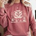 Cute Owl Reading Book Graphic Art Comfort Colors Sweatshirt Orchid