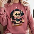 Cute Panda Reading Book Under Moon Bookworm Coffee Lover Comfort Colors Sweatshirt Orchid