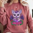 Cute Pastel Goth Bat Reading Book Comfort Colors Sweatshirt Orchid
