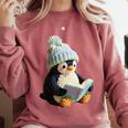 Cute Penguin Reading Book Faux-Crochet Print Comfort Colors Sweatshirt Orchid Cute Penguin Reading Book Faux-Crochet Print Comfort Colors Sweatshirt Orchid