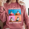 Cute Penguin Reading Book School Librarian Teacher Student Comfort Colors Sweatshirt Orchid