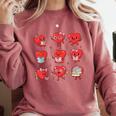 Cute Reading Hearts Valentine Day Book Lover Teacher Student Comfort Colors Sweatshirt Orchid