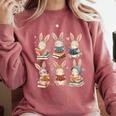 Cute Teacher Bunny Rabbit Reading Easter Bunnies Book Lovers Comfort Colors Sweatshirt Orchid