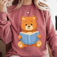 Cute Teddy Bear Reading Book Adorable For Readers Comfort Colors Sweatshirt Orchid