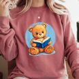 Cute Teddy Bear Reading Book Fun Comfort Colors Sweatshirt Orchid Cute Teddy Bear Reading Book Fun Comfort Colors Sweatshirt Orchid